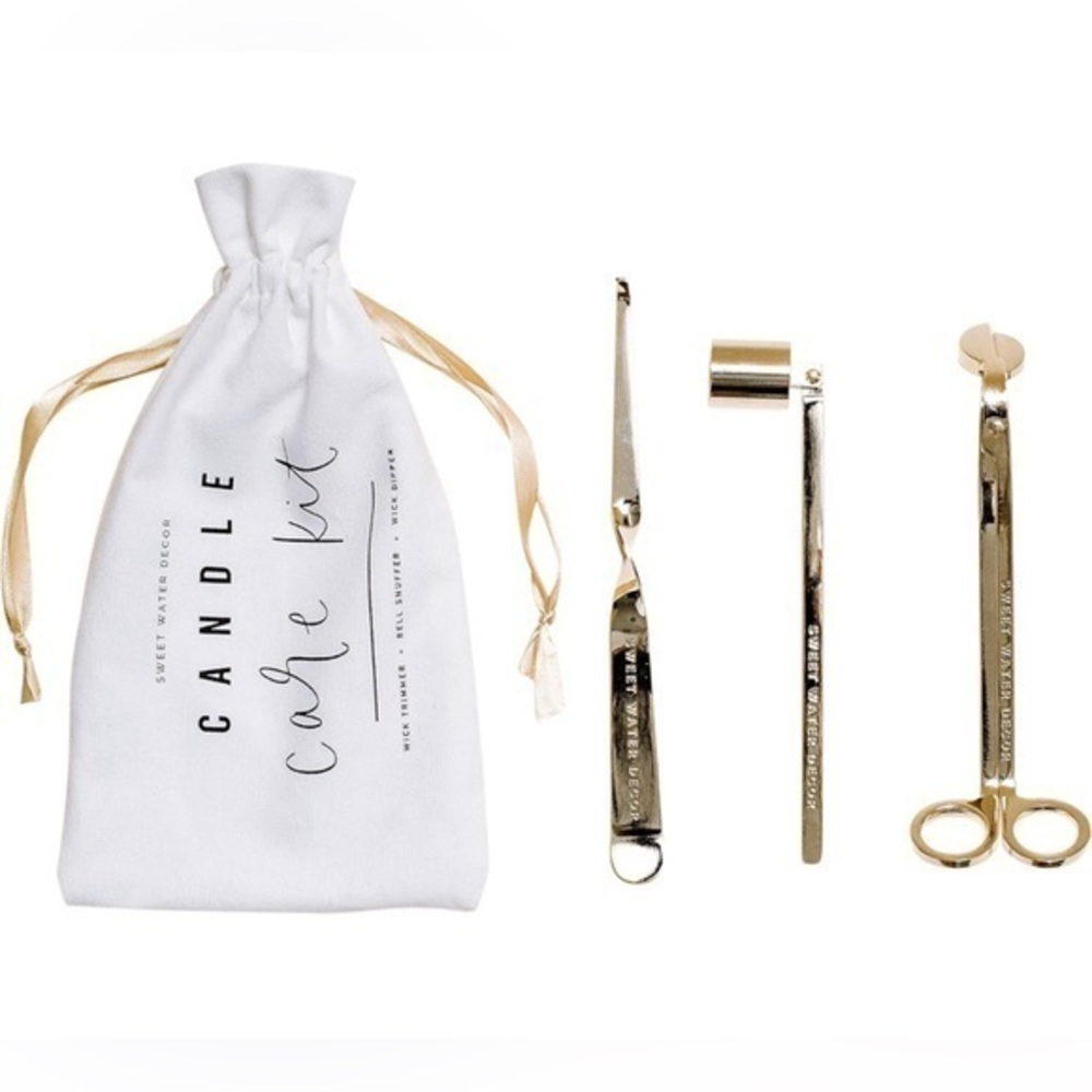 Sweet Water Decor Candle Care Kit w/ Wick Trimmer, Dipper & Bell Snuffer, Gold